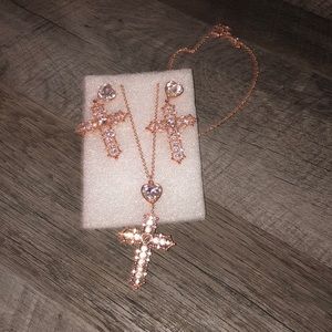 Beautiful rose gold diamond costume jewelry set